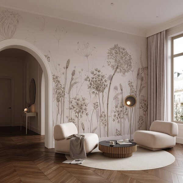 Disegno di fiori e piante Carta da parati murale Disegno di fiori e piante