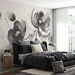 Carta da parati Pittura di fiori su una superficie bianca