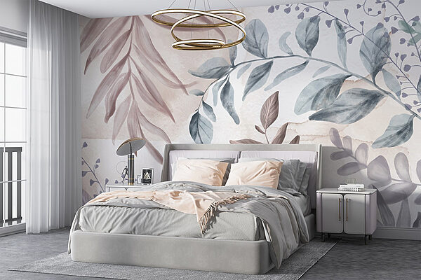 Carta da parati Fogliame delicato in morbide tonalità pastello