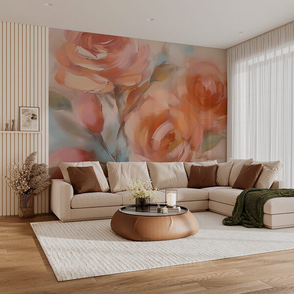 Pittura di fiori su una superficie bianca Carta da parati Pittura di fiori su una superficie bianca