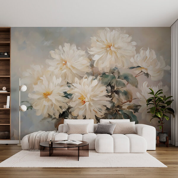 Pittura di fiori bianchi Carta da parati Pittura di fiori bianchi