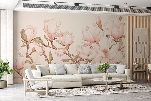 Pittura di fiori su un ramo Carta da parati Pittura di fiori su un ramo