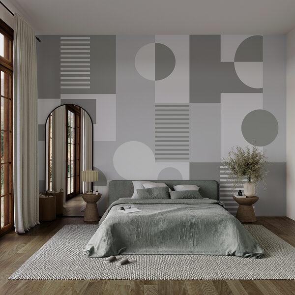 Motivo geometrico grigio e bianco Carta da parati Motivo geometrico grigio e bianco