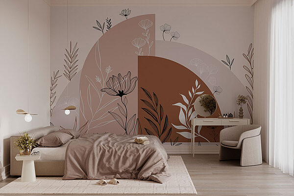 Design grafico di fiori e foglie Carta da parati Design grafico di fiori e foglie