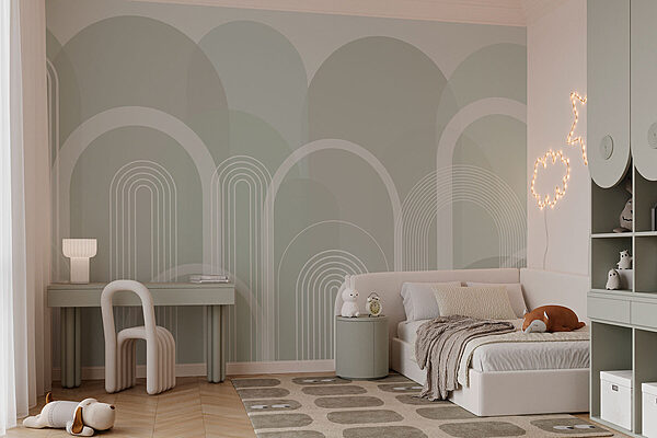 Carta da parati murale Sfondo bianco e grigio con linee bianche