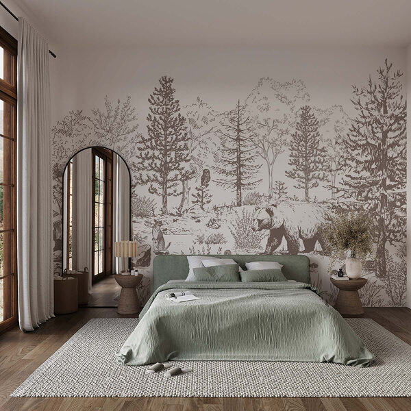 Carta da parati Carta da parati Orso che cammina nel bosco (COD: w02929)