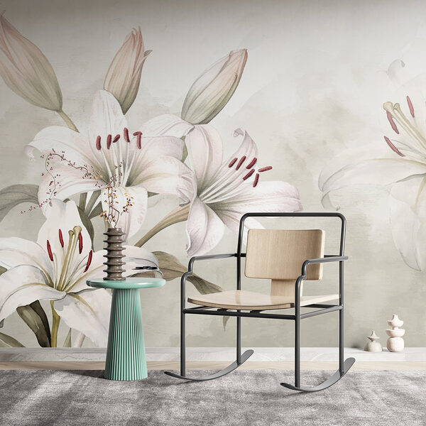 Carta da parati Delicati gigli dalle tonalità tenui