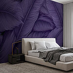 Carta da parati Foglie viola strutturate in armonia