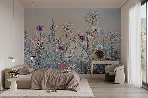 Pittura di fiori e piante Carta da parati Pittura di fiori e piante