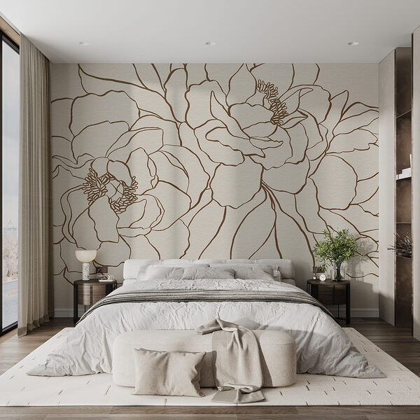 Disegno di fiori su una superficie bianca Carta da parati Disegno di fiori su una superficie bianca