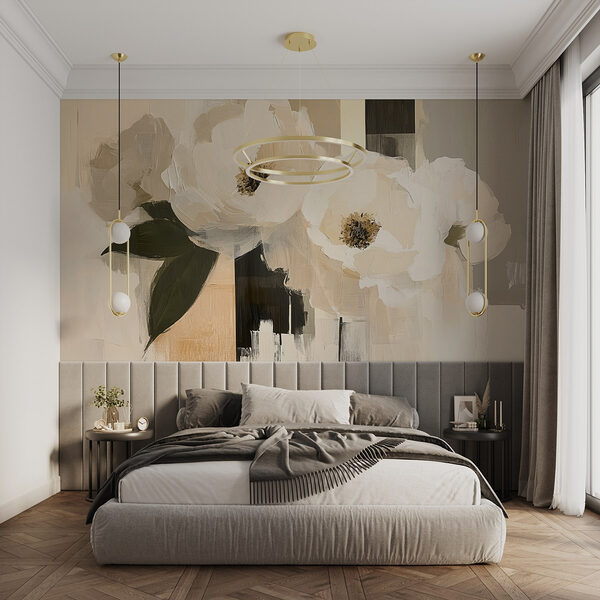 Pittura di fiori bianchi Carta da parati Pittura di fiori bianchi