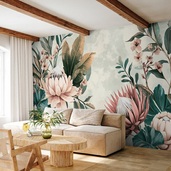 Incantevoli fioriture dai toni tenui Carta da parati Incantevoli fioriture dai toni tenui