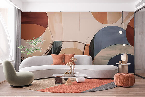 Wall murals Painting of circles and lines Carta da parati Wall murals Painting of circles and lines