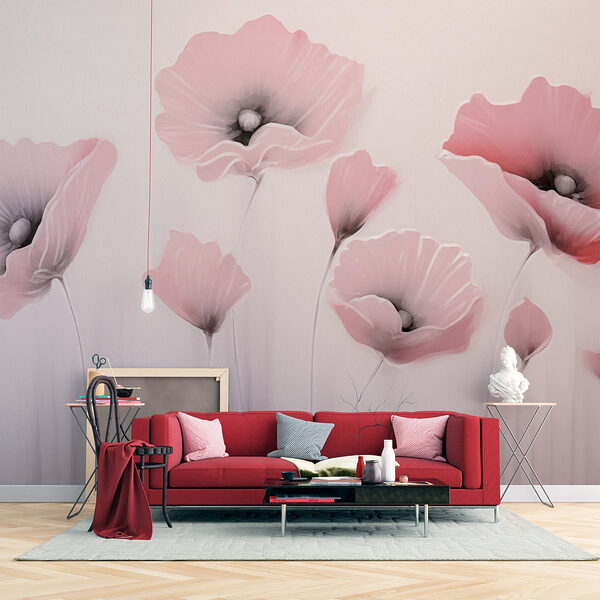 Pittura di fiori su una parete Carta da parati Pittura di fiori su una parete