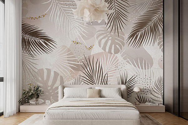 Design chic del fogliame ispirato alla natura Carta da parati Design chic del fogliame ispirato alla natura