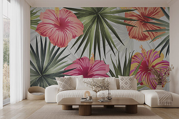 I vibranti fiori tropicali esplodono di colore Carta da parati I vibranti fiori tropicali esplodono di colore