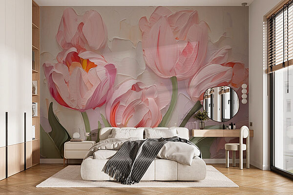 Pittura di fiori rosa Carta da parati Pittura di fiori rosa