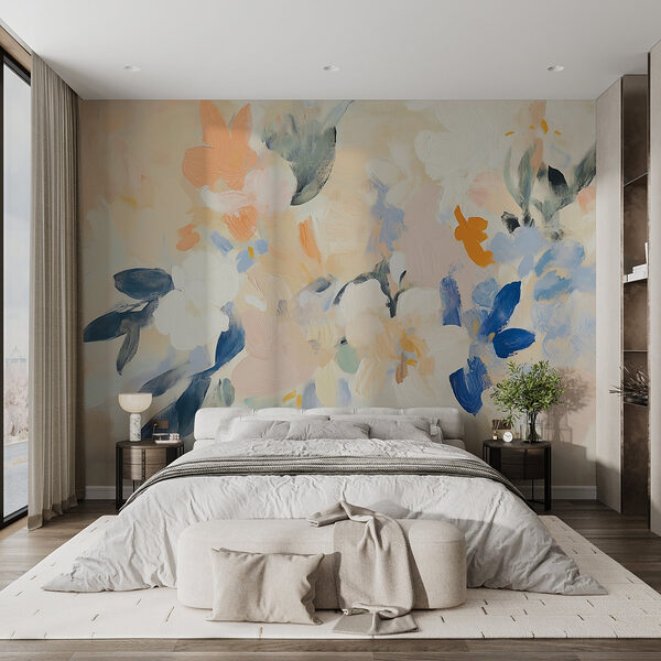 Pittura di fiori su una superficie bianca Carta da parati Pittura di fiori su una superficie bianca