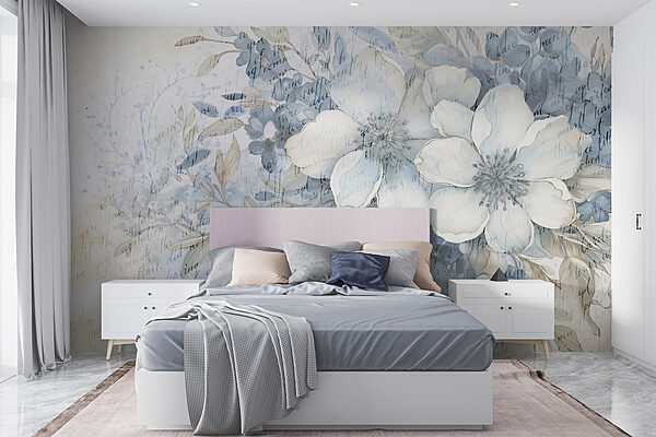 Pittura di fiori e foglie Carta da parati Pittura di fiori e foglie