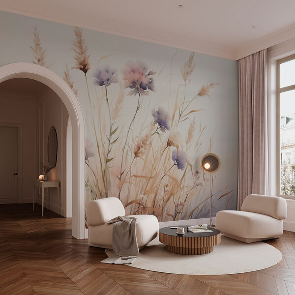 Pittura di fiori ed erba Carta da parati Pittura di fiori ed erba