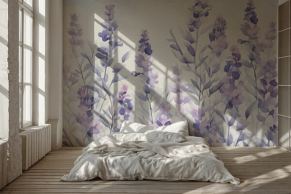 Pittura di fiori viola Carta da parati Pittura di fiori viola