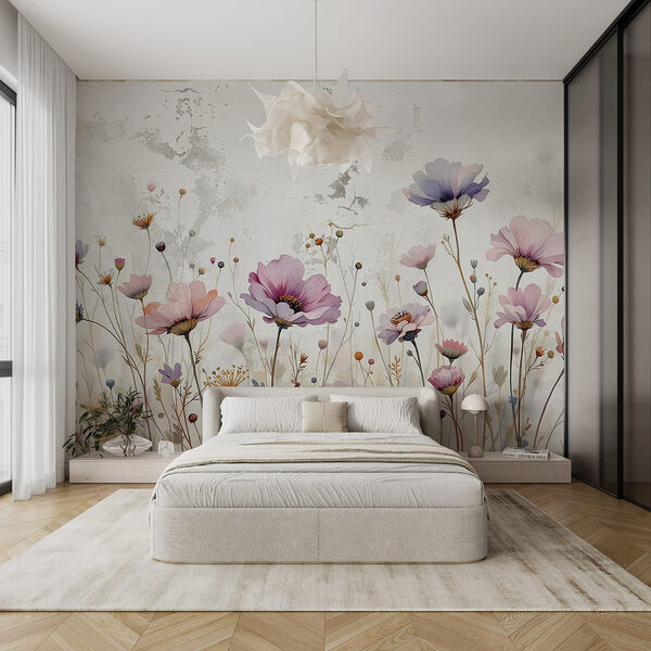 Pittura di fiori su una parete Carta da parati Pittura di fiori su una parete