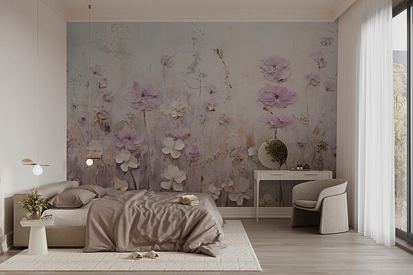 Pittura di fiori su una parete Carta da parati Pittura di fiori su una parete