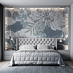 Carta da parati Motivo floreale con foglie e fiori