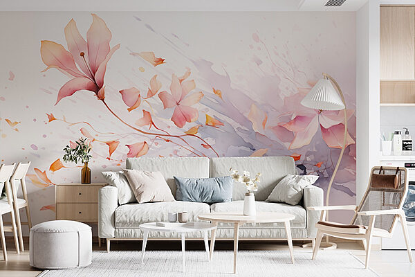 Pittura ad acquerello di fiori Carta da parati Pittura ad acquerello di fiori