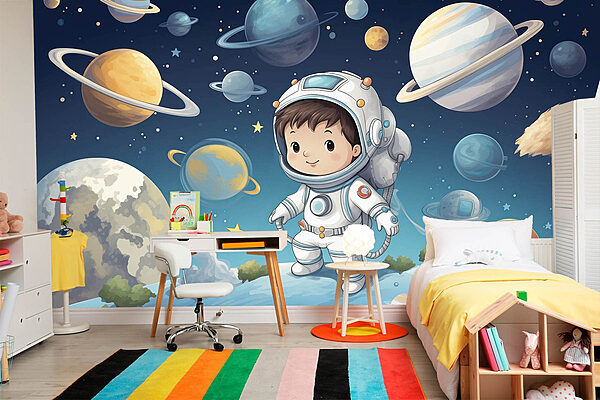 Cartone animato di un ragazzo in tuta spaziale Carta da parati Cartone animato di un ragazzo in tuta spaziale