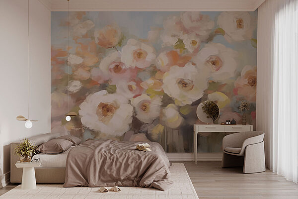 Pittura di fiori in un vaso Carta da parati Pittura di fiori in un vaso