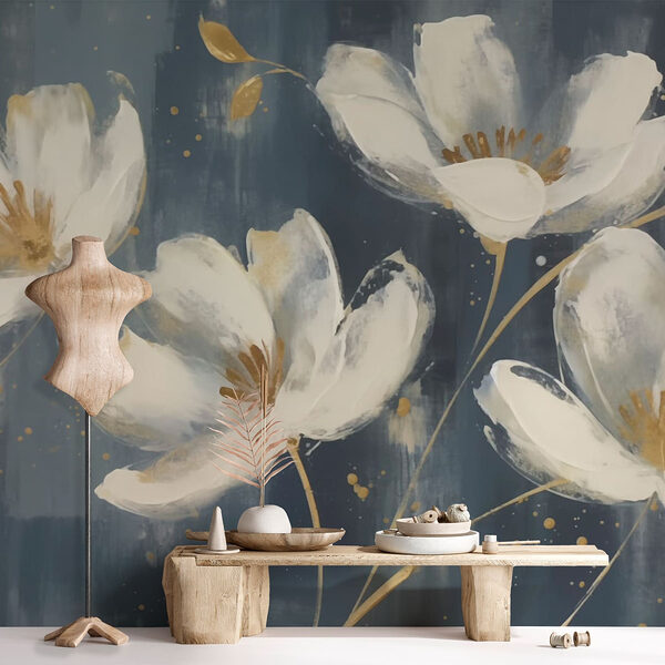 Pittura di fiori bianchi Carta da parati Pittura di fiori bianchi