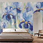 Carta da parati Pittura di fiori blu
