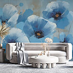 Carta da parati Pittura di fiori blu