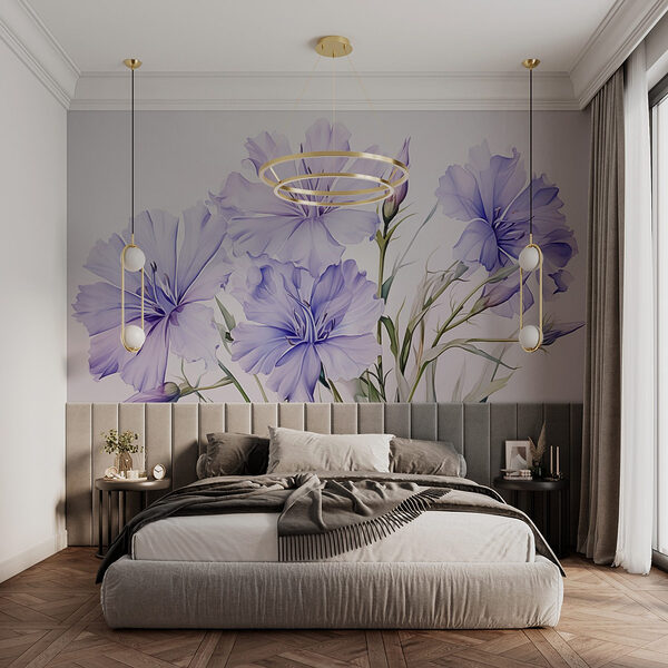 Pittura di fiori viola Carta da parati Pittura di fiori viola