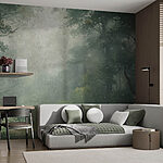 Carta da parati Foresta nebbiosa con alberi e piante