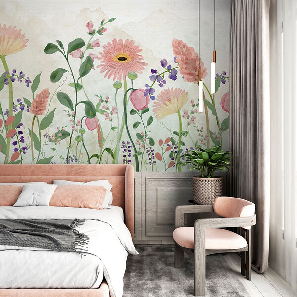 Pittura di fiori e piante Carta da parati Pittura di fiori e piante