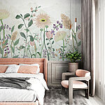 Carta da parati Wall murals Painting of flowers and leaves