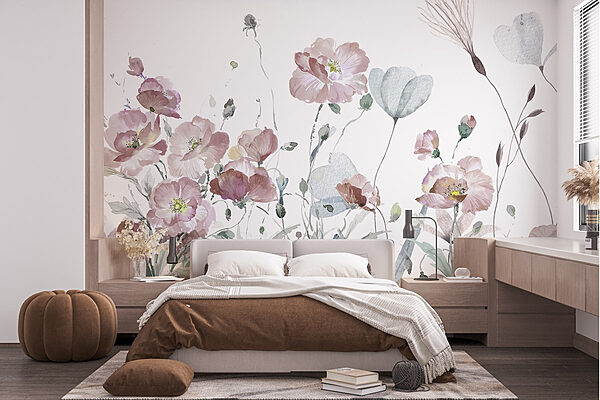 Pittura di fiori rosa Carta da parati Pittura di fiori rosa