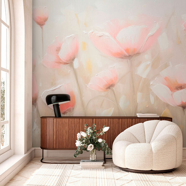 Pittura di fiori rosa Carta da parati Pittura di fiori rosa