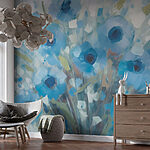 Carta da parati Pittura di fiori blu