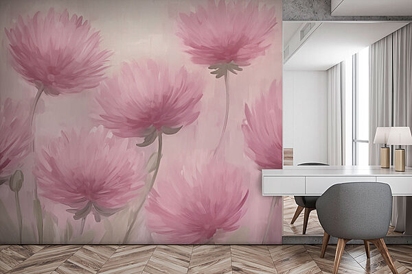 Pittura di fiori rosa Carta da parati Pittura di fiori rosa