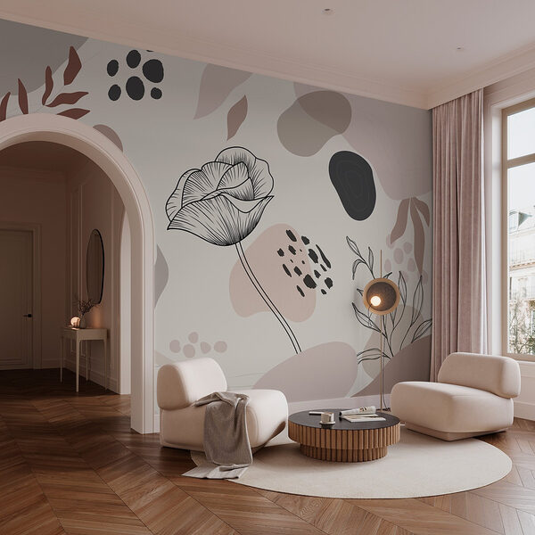 Disegno di fiori e piante Carta da parati Disegno di fiori e piante