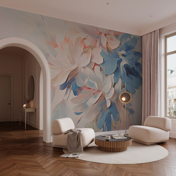 Pittura di fiori su una superficie bianca Carta da parati Pittura di fiori su una superficie bianca
