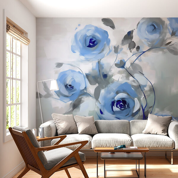 Pittura di fiori blu Carta da parati Pittura di fiori blu