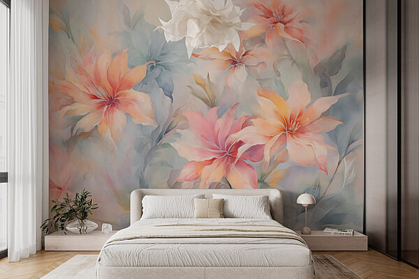 Pittura di fiori su una superficie Carta da parati Pittura di fiori su una superficie