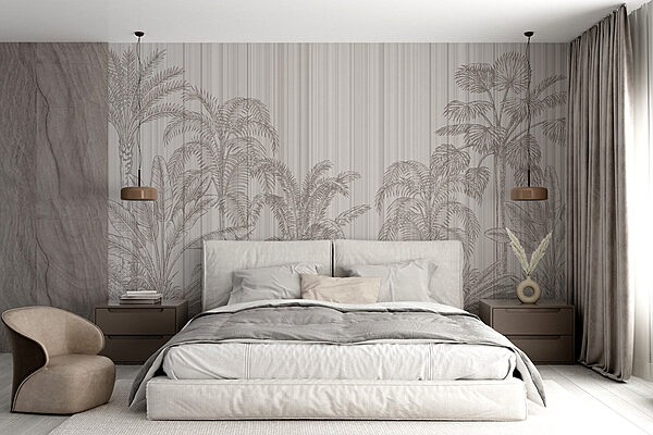 Fogliame tropicale con dettagli intricati Carta da parati Fogliame tropicale con dettagli intricati