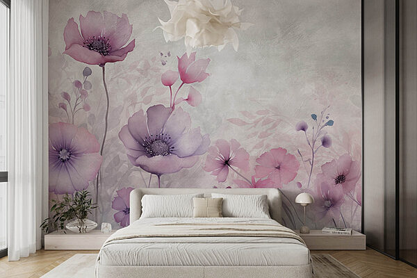 Pittura di fiori su sfondo bianco Carta da parati Pittura di fiori su sfondo bianco