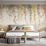 Carta da parati Wall murals Painting of a landscape with leaves from the ceiling