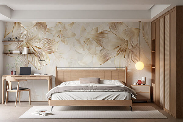 Wall murals Delicate blooms in soft hues Carta da parati Wall murals Delicate blooms in soft hues